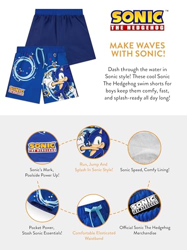 Sonic The Hedgehog Zwemshorts, Jongens Zwembroek Sonic, Kinder Zwemkleding, Blauw 122 - Image 5