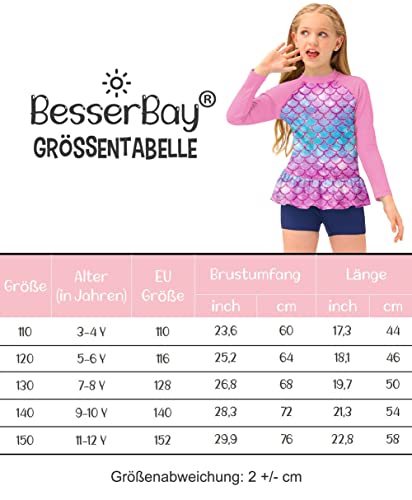 BesserBay Meisjes UV-shirt lange mouwen badpak zwemshirt met volant aan de zoom UPF 50+ 110-150, paars, 150 cm - Image 4