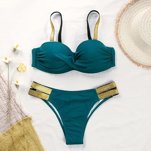 Groene Effen Bikini Set Vrouwen Driehoek Sexy Twee Stukken Badmode Lage Taille Meisje Strand Badpak Badpakken (Kleur: Groen, Maat: L-code) (Groen L) - Image 5