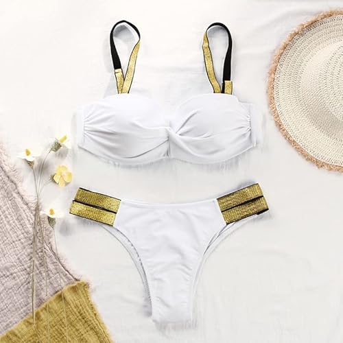 Witte Effen Bikini Set Vrouwen Driehoek Sexy Twee Stukken Badmode Lage Taille Meisje Strand Badpak Badpakken (Kleur: Wit, Maat: M-code) (Wit XL-code) - Image 4