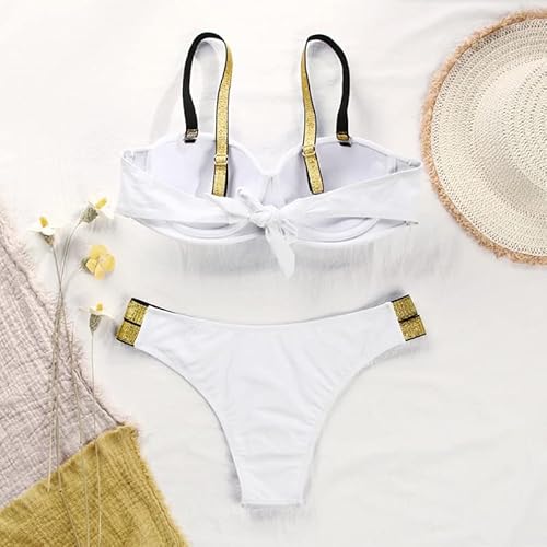 Witte Effen Bikini Set Vrouwen Driehoek Sexy Twee Stukken Badmode Lage Taille Meisje Strand Badpak Badpakken (Kleur: Wit, Maat: M-code) (Wit XL-code) - Image 5