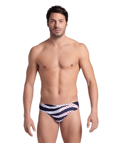 ARENA Heren Performance Stripes Zwemslip, Navy/Multi, 22, marine/Multi, 128 NL