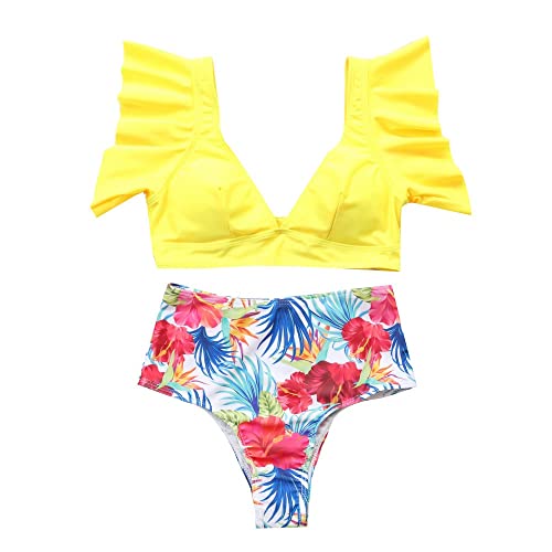 Badpak Push Up Badmode Vrouwen Ruche Schouder Afdrukken Badpak Bodysuit Badpak Zwemkleding (Kleur: A, Maat: XL Code) - Image 5