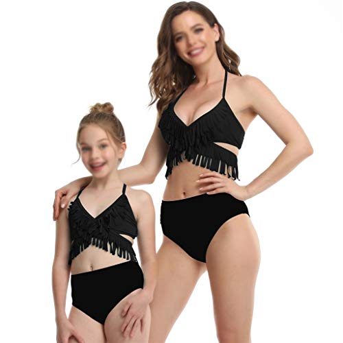 Familie Bijpassende Sexy Zwarte Bikini Set Badpak Vrouwen Meisjes Badmode Nieuwe Vrouwelijke Zwemmen Badpakken Beachwear (Maat: Meisje 152) - Image 2