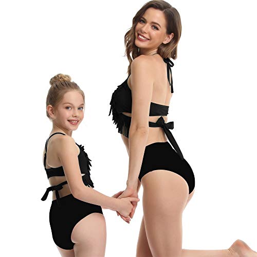 Familie Bijpassende Sexy Zwarte Bikini Set Badpak Vrouwen Meisjes Badmode Nieuwe Vrouwelijke Zwemmen Badpakken Beachwear (Maat: Meisje 152) - Image 4