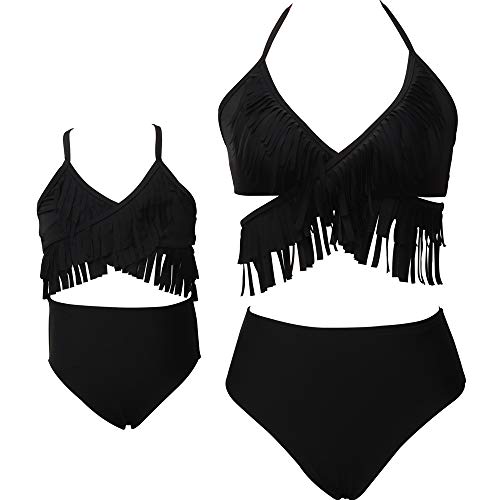 Familie Bijpassende Sexy Zwarte Bikini Set Badpak Vrouwen Meisjes Badmode Nieuwe Vrouwelijke Zwemmen Badpakken Beachwear (Maat: Meisje 152)