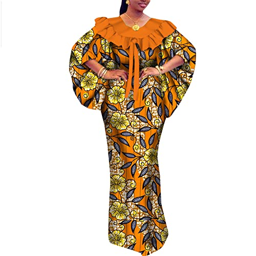 Vsadsau Trouwjurk Vrouwen Bruid Ruche Kraag Maxi Lange Party Jurk Dashiki Afrika Plus Size Outfits, 1404, M - Image 2