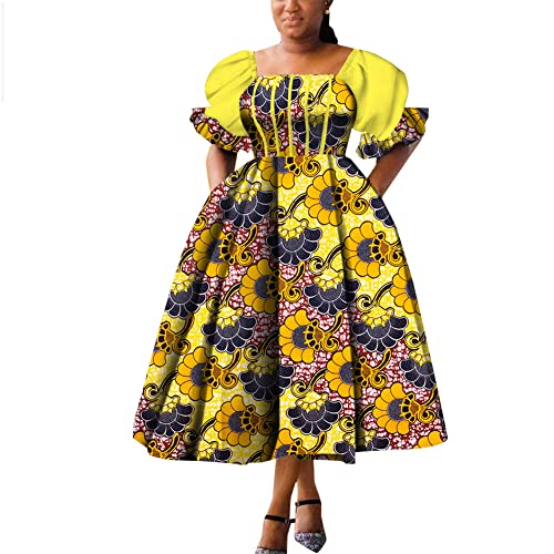 Vsadsau Zomer Dashiki Jurk Gewaad Puff Mouw Afrikaanse Slijtage Vrouwen Plus Size Traditionele Print Jurk, 1423, XXL - Image 4