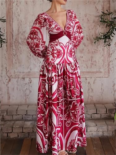 ZWCSHUU Badpak voor dames, eendelig badpak en rok, lange mouwen, junglegroene print, badmode, hoge taille, monokini badpak met bedekkende rok, Set van 3 stuks, L - Image 8