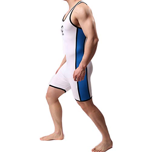 CSMARTE Jockstrap turnpakje voor heren, jumpsuits, worstelen, singlet, bodysuit, zwemkleding, wit, M, Wit, M - Image 4