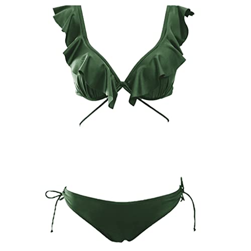 Bikini Sexy Beugel Push Up Ruffle Groen Spa Badpak (Kleur: Zwart, Maat: L-code) (Groen L)