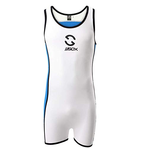 CSMARTE Jockstrap turnpakje voor heren, jumpsuits, worstelen, singlet, bodysuit, zwemkleding, wit, M, Wit, M