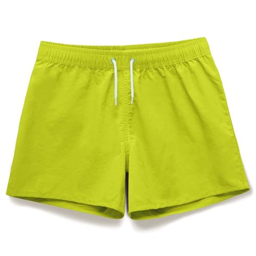 MEILONGER Meisjes Jongens Shorts Zwemkleding Strandboard Shorts Kinderen Lichtgewicht Casual Shorts Zwemkleding Zwemkleding Zonder Voering, Geel Groen, 8 Jaren