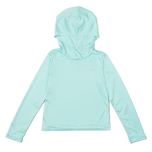Speedo Girls' Uv Swim Shirt Long Sleeve Rashguard, Hooded Aqua Splash, XL (14-16 Big Kid)