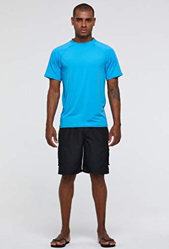 Arcweg Rashguard Herenshirt met korte mouwen, uv-bescherming, elastisch, sneldrogend, UPF 50, functioneel shirt, fitnessshirt, Rash vest voor surfen, hardlopen, vissen, wandelen, M-3XL, hemelsblauw, M - Image 4