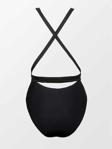 CUPSHE Badpak voor dames, diepe V-hals, monokini, zelf vastknopen, effen, eendelig, badmode, zwempak, zwart, M - Image 6