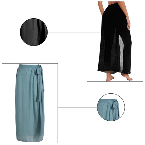 Shengxi Sarong Pareo voor dames, lange sarong bikini cover-up strandwrap om te dragen over badpakken, sarong pareo, Blauwe Meer, Eén maat - Image 7