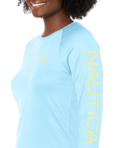 Nautica Rashguard dames standaard lange mouwen UPF 30+ UV zonnebescherming zwemshirt, Blauwgroen, L - Image 3