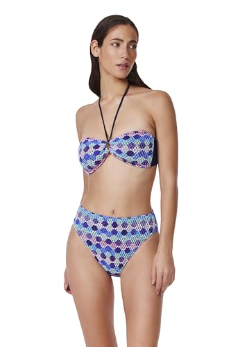 Profile by Gottex Retro Riviera Bandeau Halter Gehaakte Bikinitop voor dames, Blauw Multi, 40 - Image 4