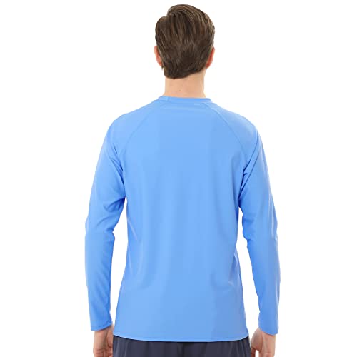 TIZAX Heren Rash Vest Lange Mouw UPF 50+ Zon Bescherming Rash Guard Shirts UV Zwemmen Top Sneldrogend Sport T-shirt, Blauw, XXL - Image 3