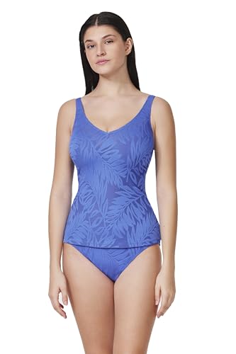 Profile by Gottex Skyfall Tankini-top voor dames, met V-hals, D-cup, met textuur, Hamptons Blue, 85D