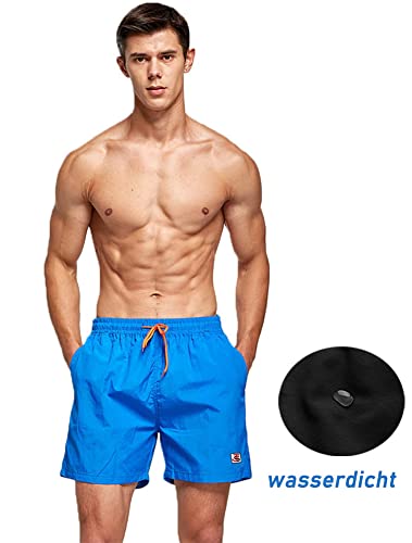 JustSun Zwembroek voor heren, sneldrogend, boardshorts met mesh-voering en verstelbaar trekkoord, marineblauw 01, XXL - Image 3