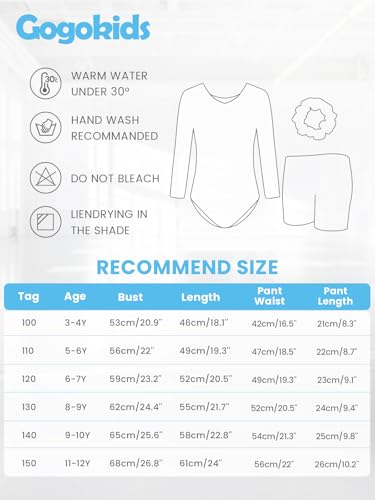 Gymnastiekpak voor meisjes, 3-delig, V-hals, turnpakje met 3/4 mouwen en mesh-splitsing, sprankelende gymnastiekkleding voor meisjes, met korte broek en haarband, voor kinderen van 3-12 jaar en als - Image 6