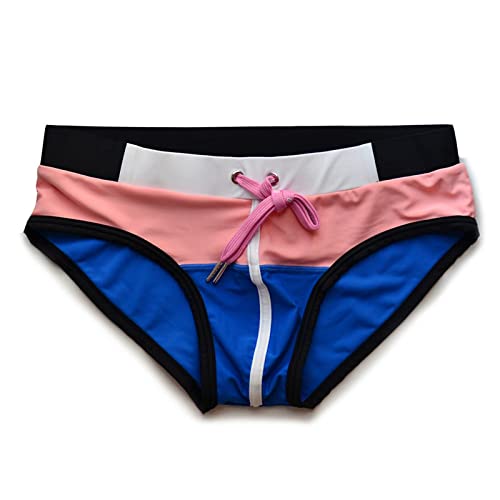 Heren Zwemslip Bikini Badmode Hoge Taille Zwembroek Voor Jongens Badpak Strandshorts Gay Badpak,Roze Ondoorzichtig,L