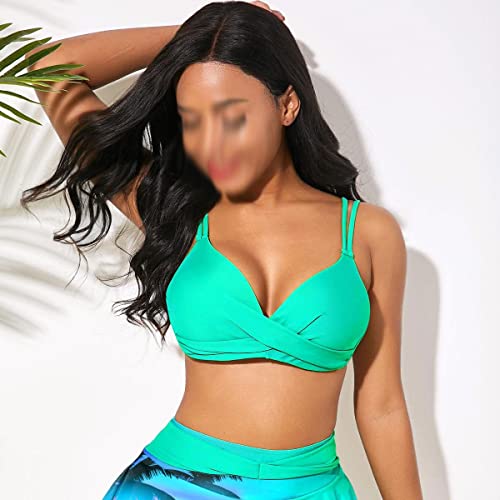 Bloemen Verstoorde Sexy Bikini Set Vrouwen V-hals Hoge Taille Tweedelige Badpak Groen Meisje Strand Badpak Badmode (Kleu - Image 2