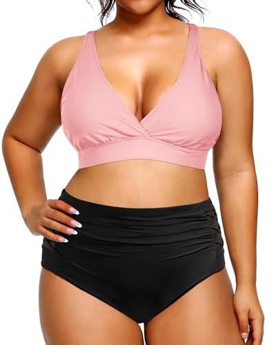 Yonique Bikini voor dames, met hoge taille, tweedelige badpakken, badmode met buikcontrole, plus maten beschikbaar , 16 Plus - Image 5