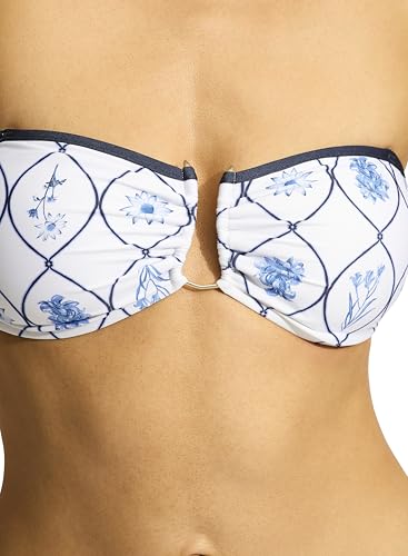 Seafolly Dames Active Ring Front Bandeau Bikinitop, Marbella Wit, 30 - Image 4