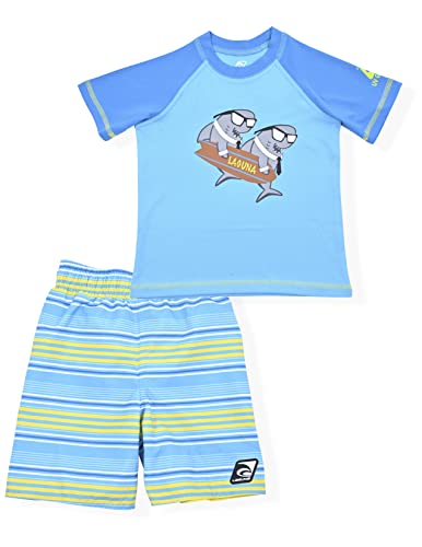 LAGUNA Jongens Rash Guard Badmode Set UPF 50+ Zonbescherming 2-delige zwemset zwembroek en shirt badpak, Blauwe atol (9948), 4 jaar