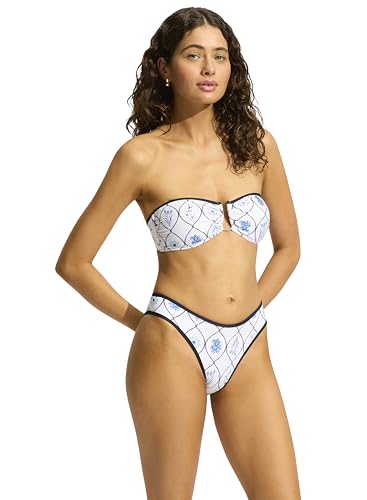 Seafolly Dames Active Ring Front Bandeau Bikinitop, Marbella Wit, 30 - Image 2