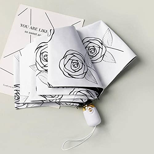 NC Paraplu Anti-UVA Volautomatische Paraplu Kleine Frisse Bloem Zonneparaplu 8-rib Tri-fold Opvouwbare Paraplu Impact Doek Vinyl Coated Zonnige Paraplu Kleine en Draagbare Reizen Paraplu Voor Meisjes - Image 6