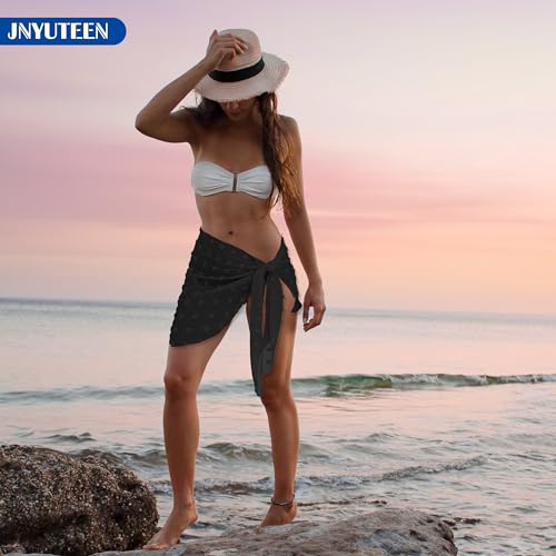 2 Stuks Beach Wrap Sarong, Pareo Strandhanddoek Sarong Bedekking Stranddoek Doeken, Zwart Wit Dames Chiffon Sarong Pareo Bikini Badpak Wikkelrok Strand Wrap voor Vakantie - Image 6