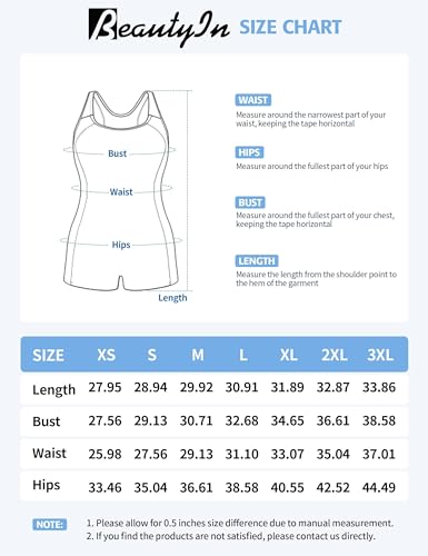 beautyin - Eendelig badpak voor dames, sportieve zwembroek, Blanco Y Gris, XL - Image 9