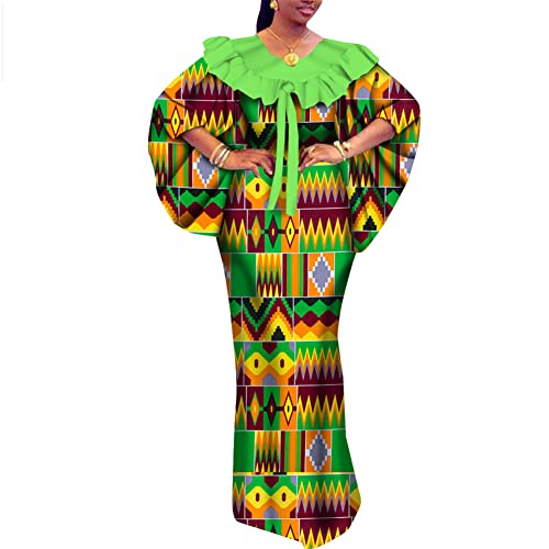 Vsadsau Trouwjurk Vrouwen Bruid Ruche Kraag Maxi Lange Party Jurk Dashiki Afrika Plus Size Outfits, 1404, M