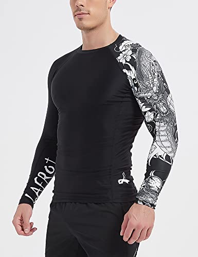 LAFROI Heren Lange Mouw UPF 50+ Baselayer Skins Performance Fit Compressie Rash Guard-CLYYB Asym Dragon Size LG - Image 5