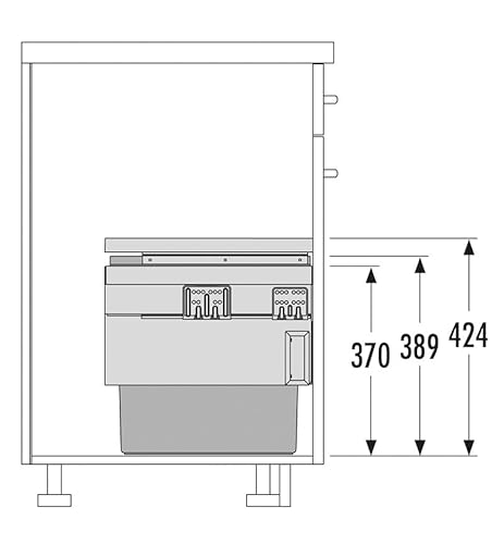 Hailo Afvalbak uittrekbaar 3608311, voor 30 cm onderkast, Cargo Synchro, 1voudig 30 liter, donkergrijs (kast 60 stuks, 2-voudig) - Image 2