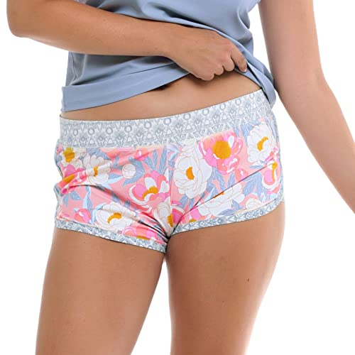 Body Glove Dames Pulse zwembroek met elastische tailleband en SPF 50 bikinibroeken, Wayta Denim Bloemen, Large, Wayta Denim Floral, L