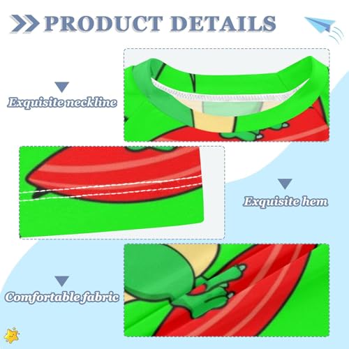 ODAWA Kinderen Zwemmen Shirts Cartoon Surfen Dino Surfplank Sneldrogend Korte Mouw Rash Guard Shirt Jongens Rash Guard Shirts, Cartoon Surfen Dino Surfplank, 11-12 Jaar - Image 2