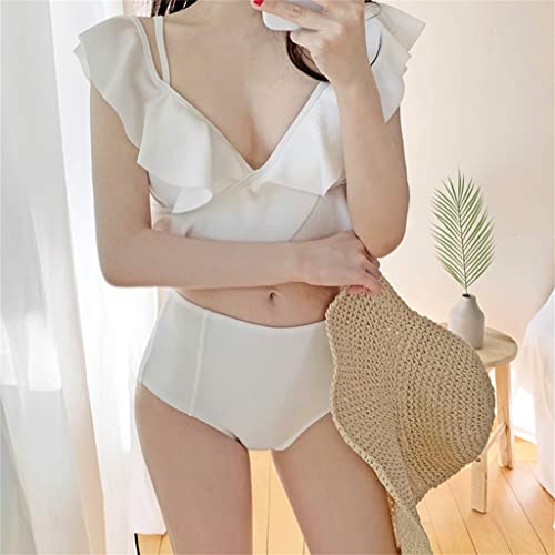 Split bikini kleine borst verzameld om de buik te bedekken slank slank badpak met warmwaterbron (Kleur: Wit, Maat: M code) (Wit M) - Image 3