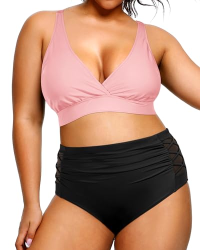 Yonique Bikini voor dames, met hoge taille, tweedelige badpakken, badmode met buikcontrole, plus maten beschikbaar , 16 Plus - Image 4