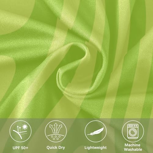 Groene Golvende Lijnen Heren Rash Guard Shirts Ademend Elasticiteit UV Zon Bescherming Shirts Strand, Kleurrijk, M - Image 6