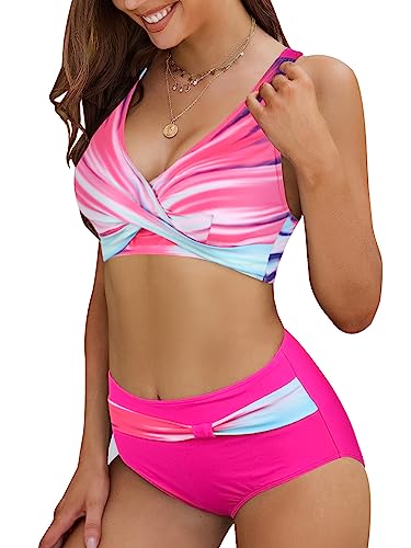 Adigaber, Zwemkleding voor dames, gewatteerde push-up beha, bikini, tweedelig, bloemenprint, verstelbare badkleding, 3XL - Image 2