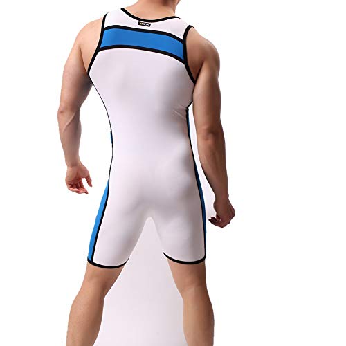 CSMARTE Jockstrap turnpakje voor heren, jumpsuits, worstelen, singlet, bodysuit, zwemkleding, wit, M, Wit, M - Image 5