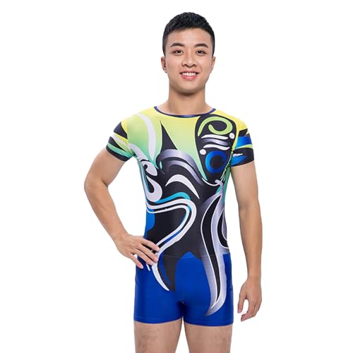 Jongen Man Ritmische Gymnastiek Maillots Hoge Elasticiteit Sneldrogend Handgemaakte Ademende Kostuums(S)
