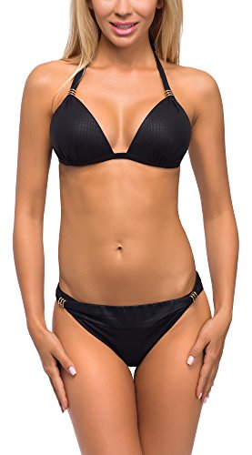 Feba Dames Push Up Bikini Set 8193L1 (Zwart, Cup 75 D/Broekje 38)