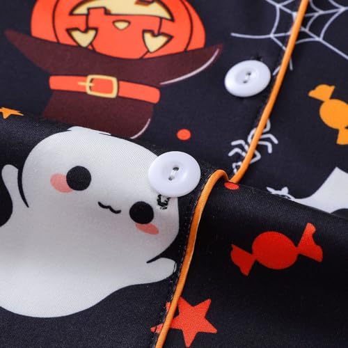 Pyjama set korte dames korte mouwen shorts voor dames met kraag, perfect voor alle seizoenen lak bandjes, zwart, XXL - Image 5