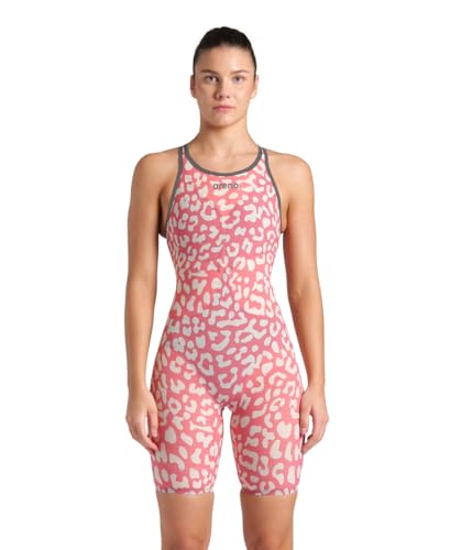ARENA Powerskin Carbon Air² Open Back Racing Swimsuit Eendelig badpak voor dames, Geranium Luipaardhuid, 56